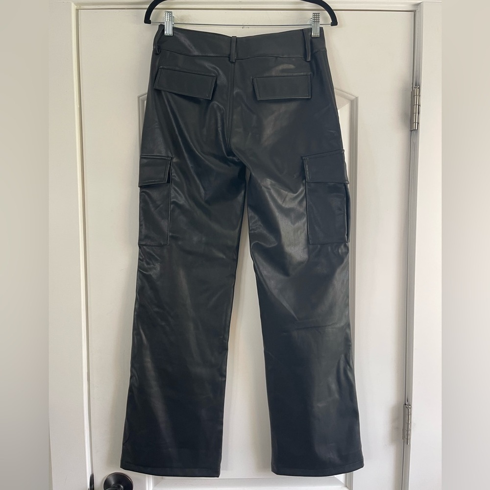 Pacsun Low Rise Black Faux Leather Cargo Pants - S - Picture 3 of 3
